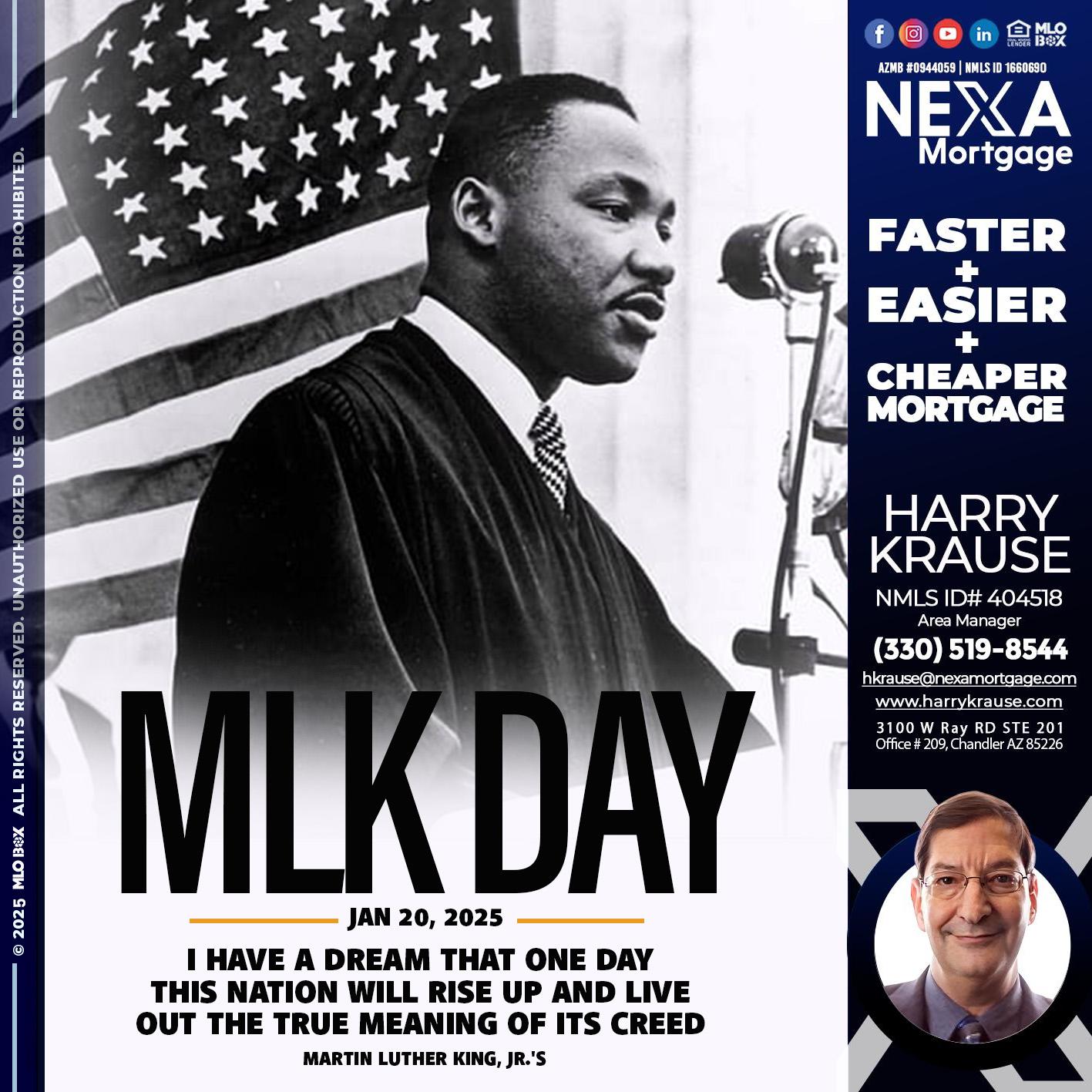 MLK DAY - Harry Krause -Area Manager