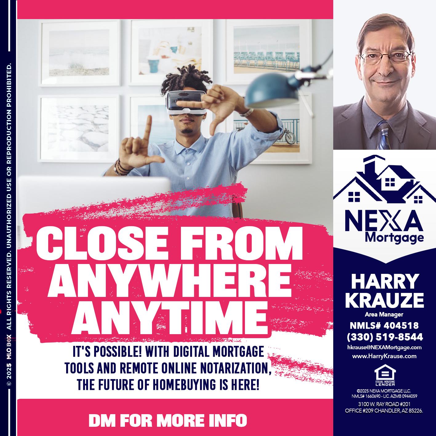 CLOSE FROM - Harry Krause -Area Manager