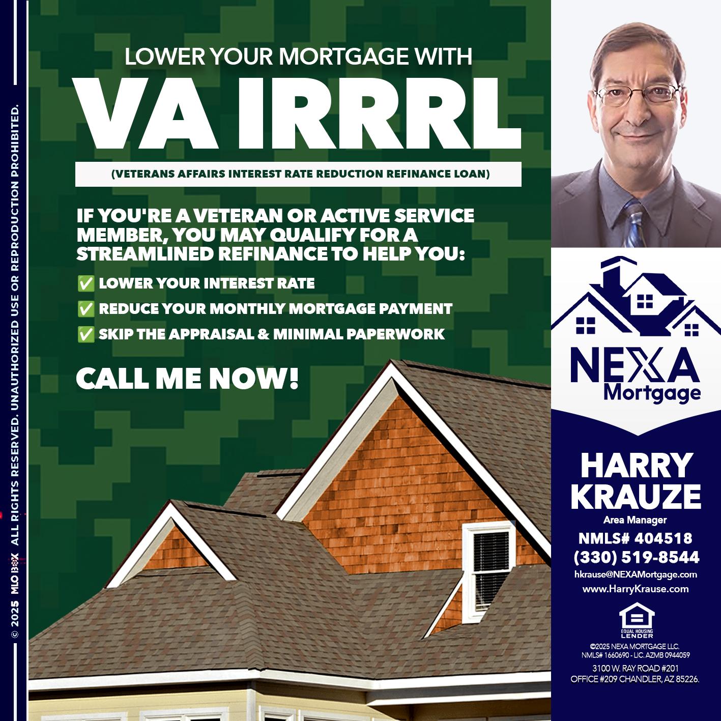 VA IRRRL - Harry Krause -Area Manager