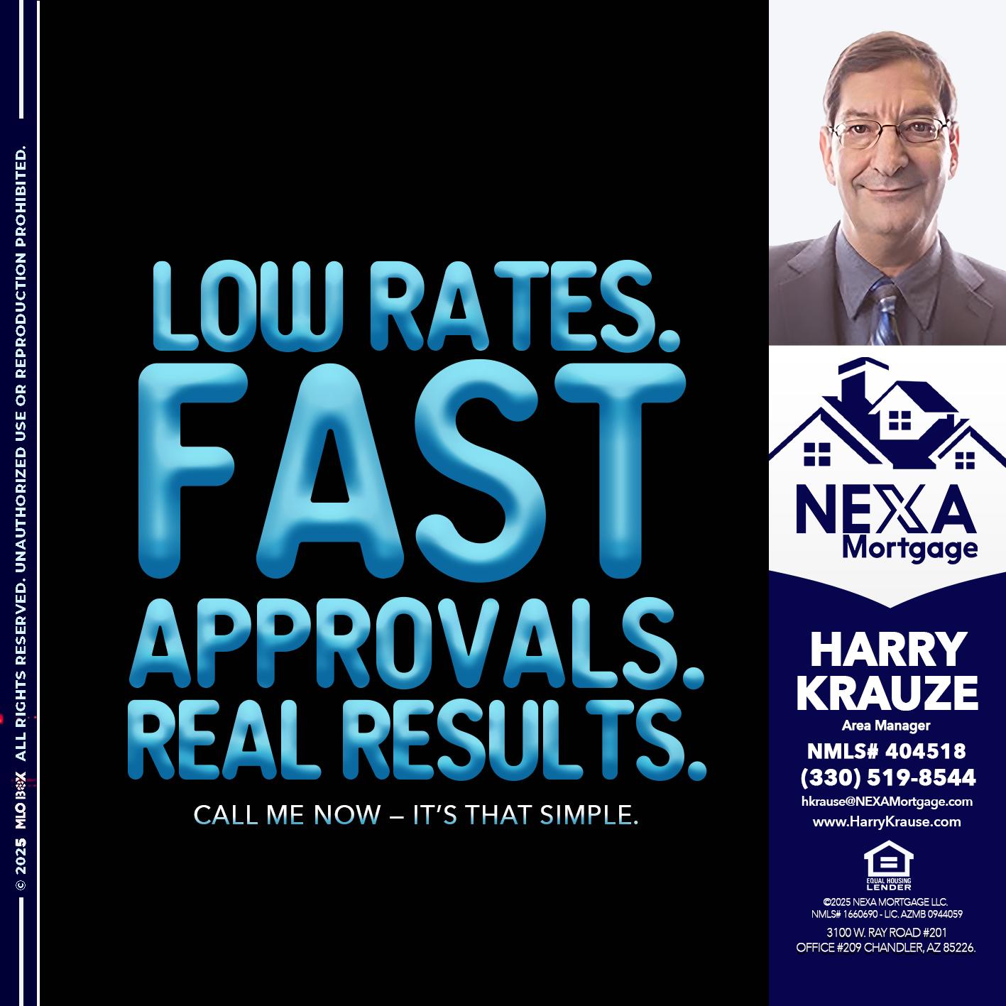 LOW RATES - Harry Krause -Area Manager