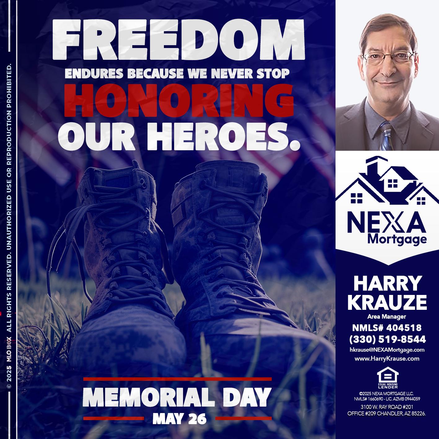 Memorial Day - Harry Krause -Area Manager