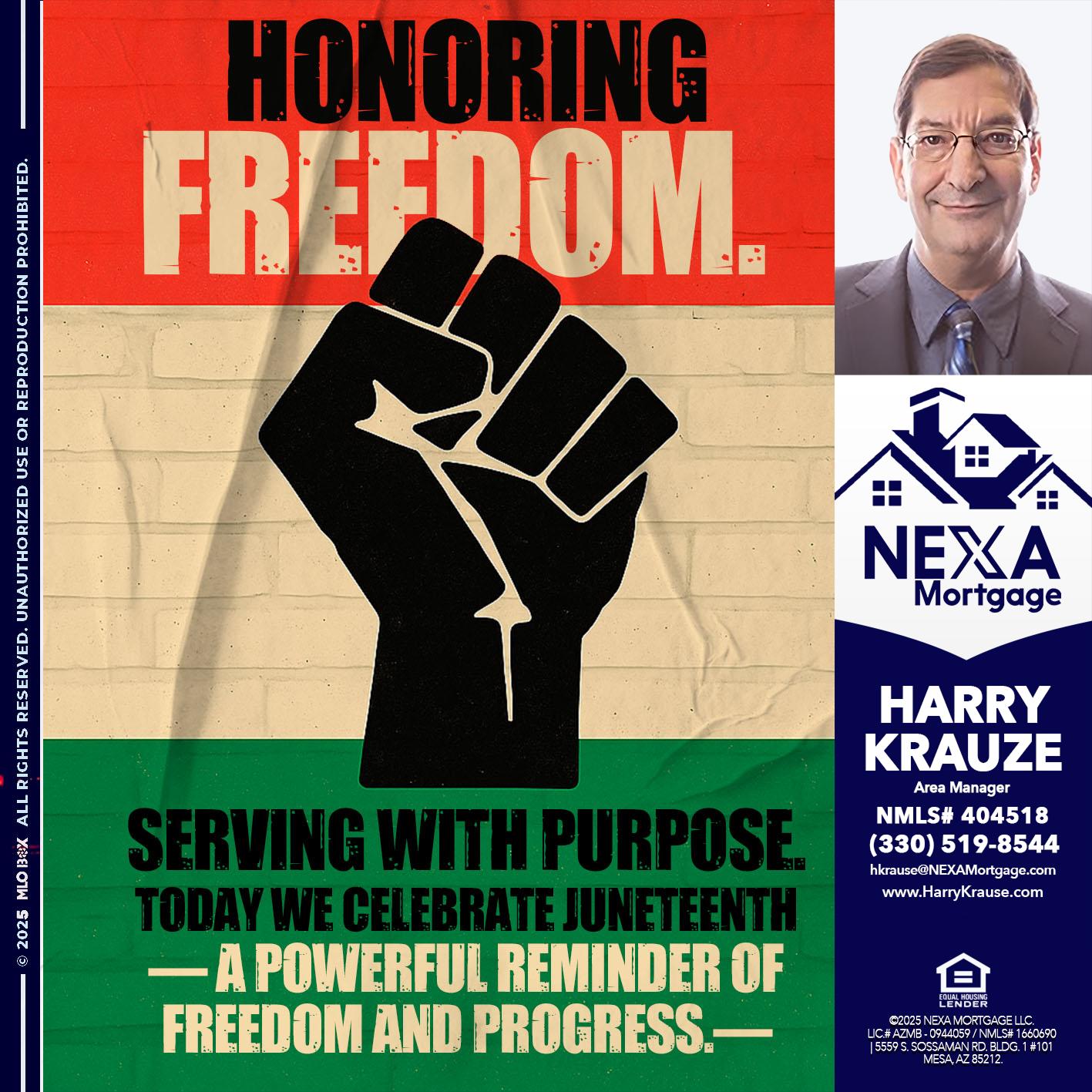 HONORING FREEDOM - Harry Krause -Area Manager