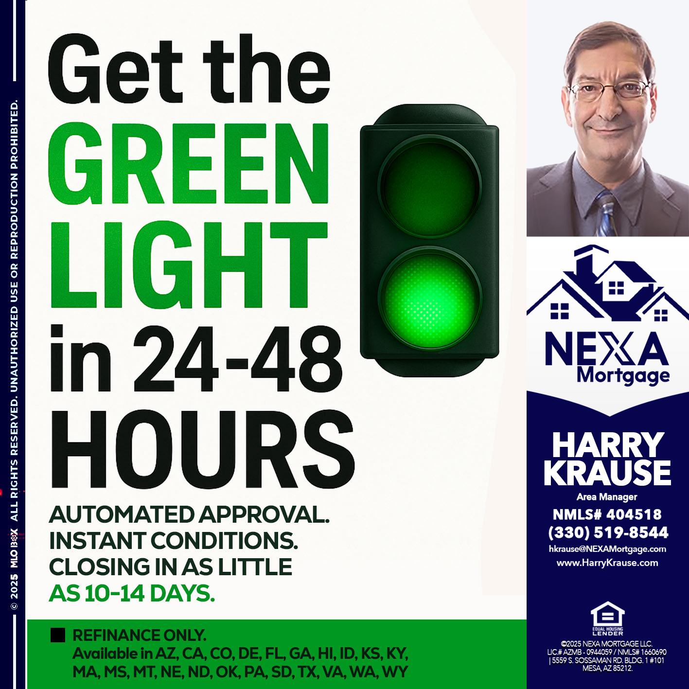 GET THE GREEN LIGHT - Harry Krause -Area Manager