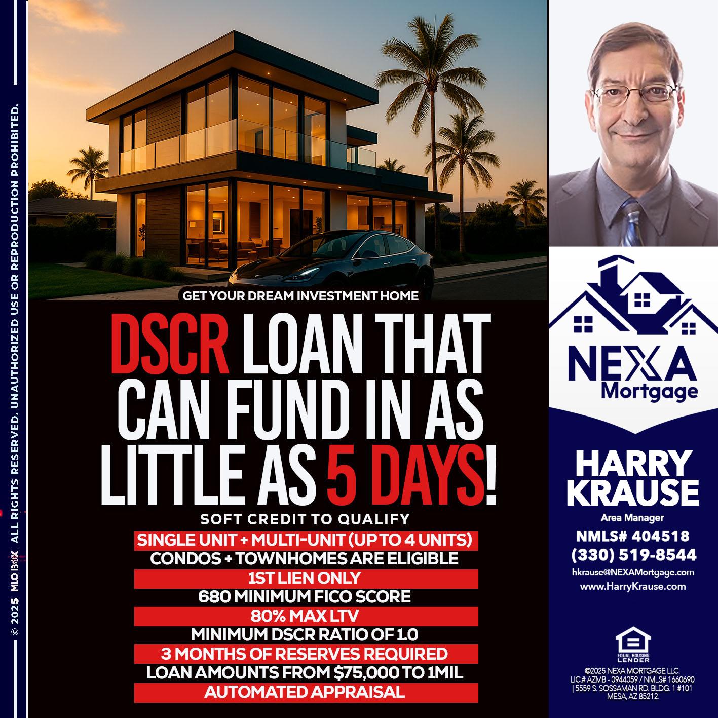 DSCR LOAN - Harry Krause -Area Manager