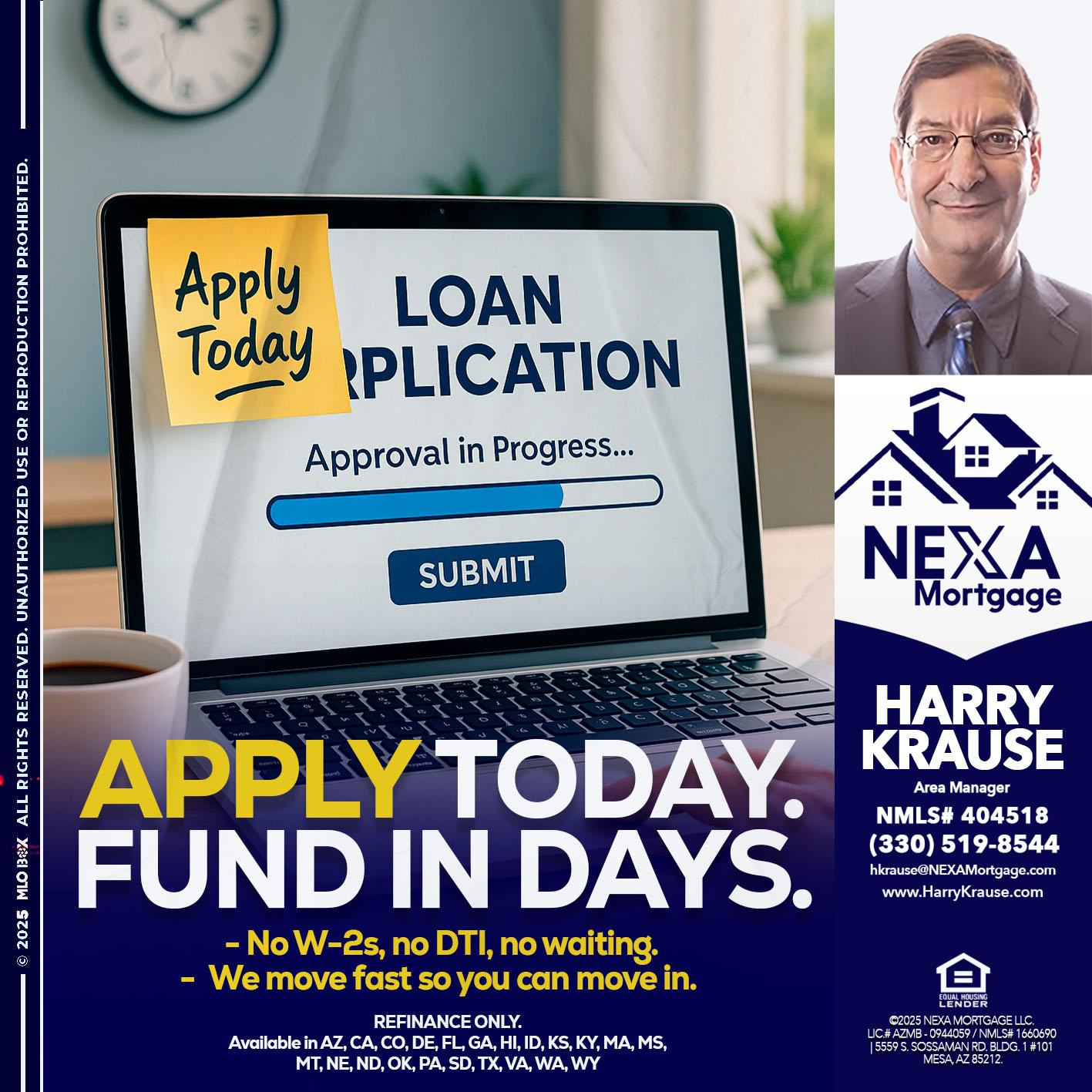 APPLY TODAY - Harry Krause -Area Manager