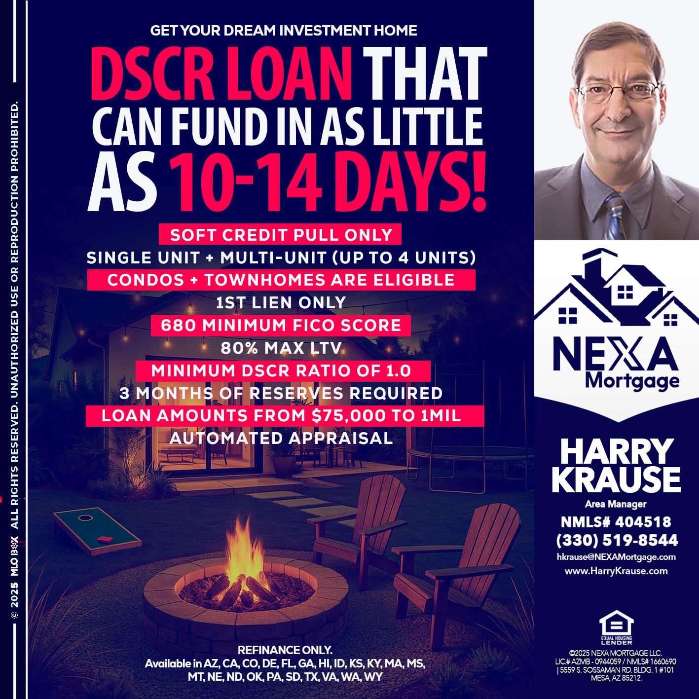 DSCR LOAN - Harry Krause -Area Manager
