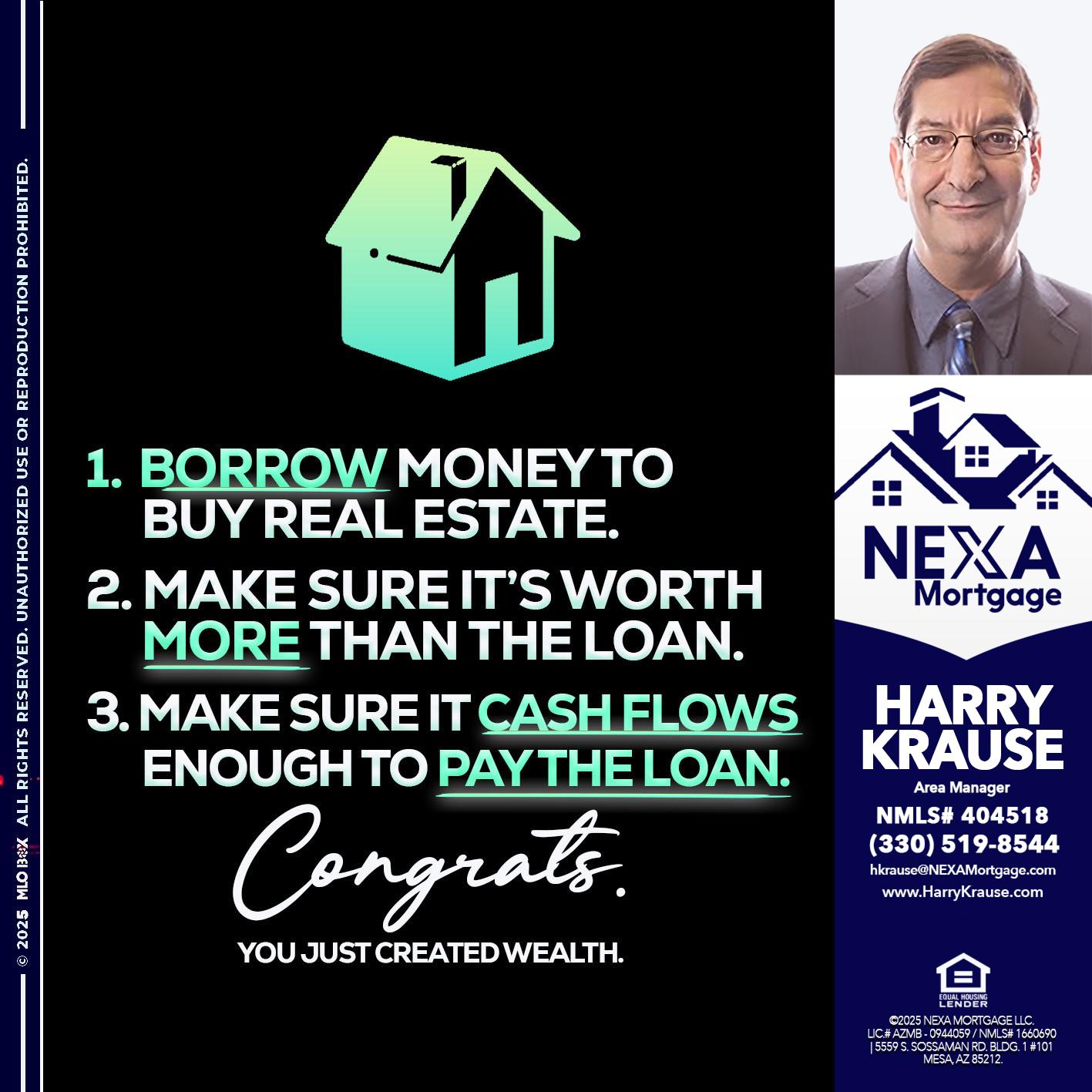 BORROW MONEY - Harry Krause -Area Manager