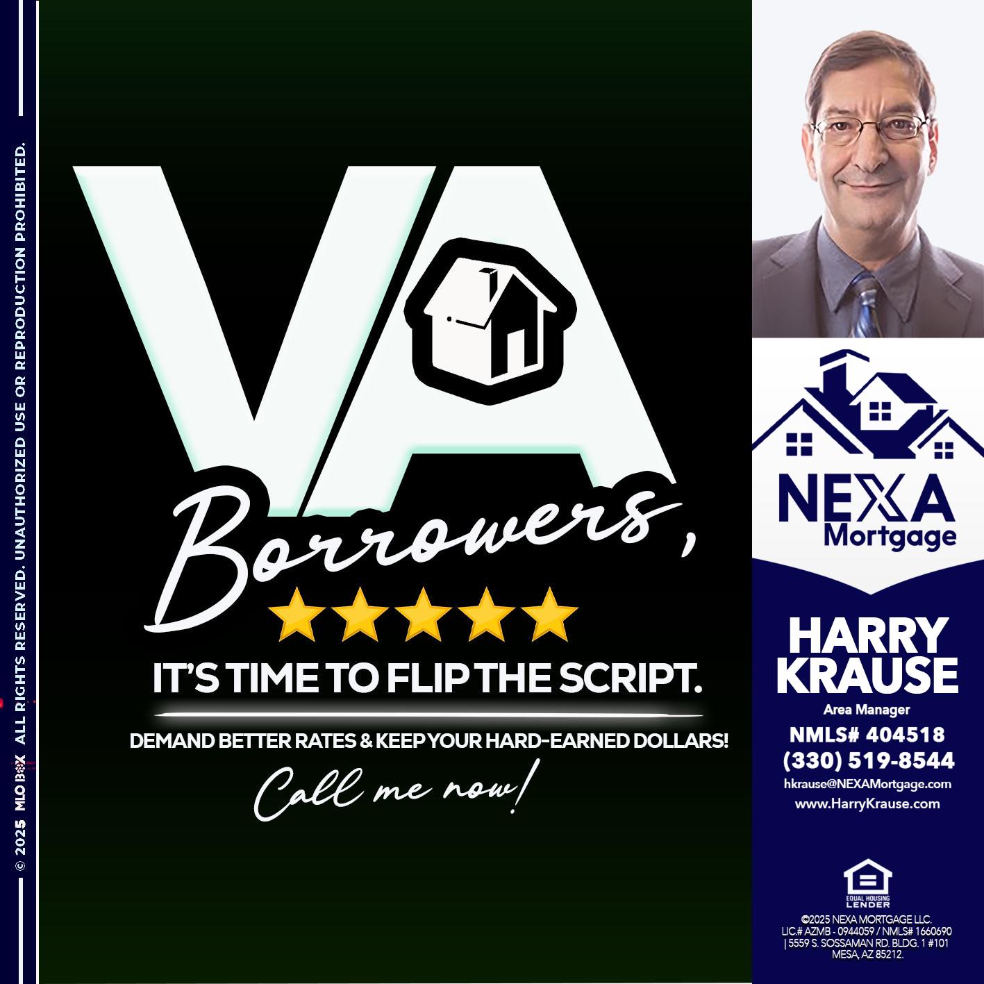 VA BORROWERS - Harry Krause -Area Manager
