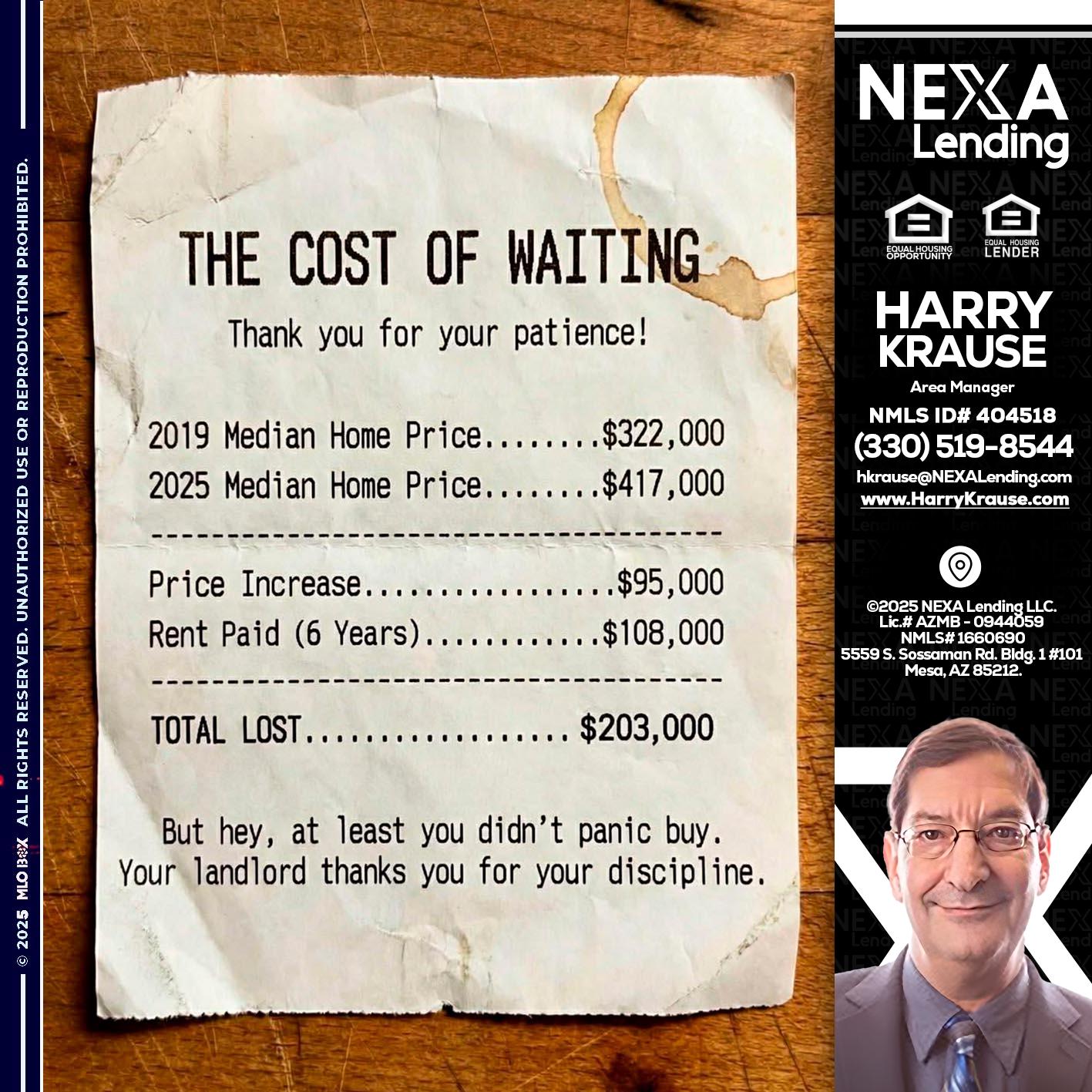 THE COST OF WAITING - Harry Krause -Area Manager