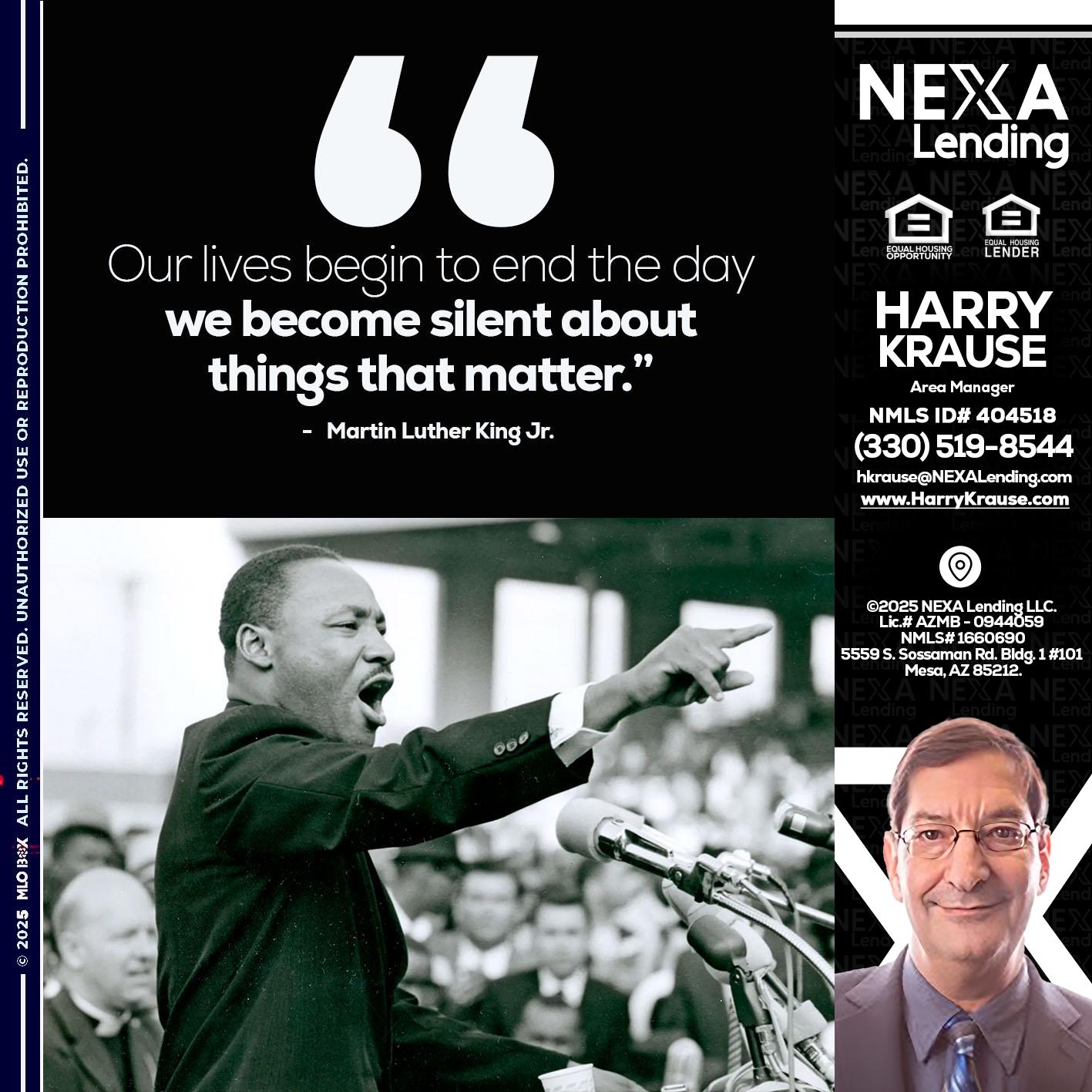 our lives MLK DAY - Harry Krause -Area Manager
