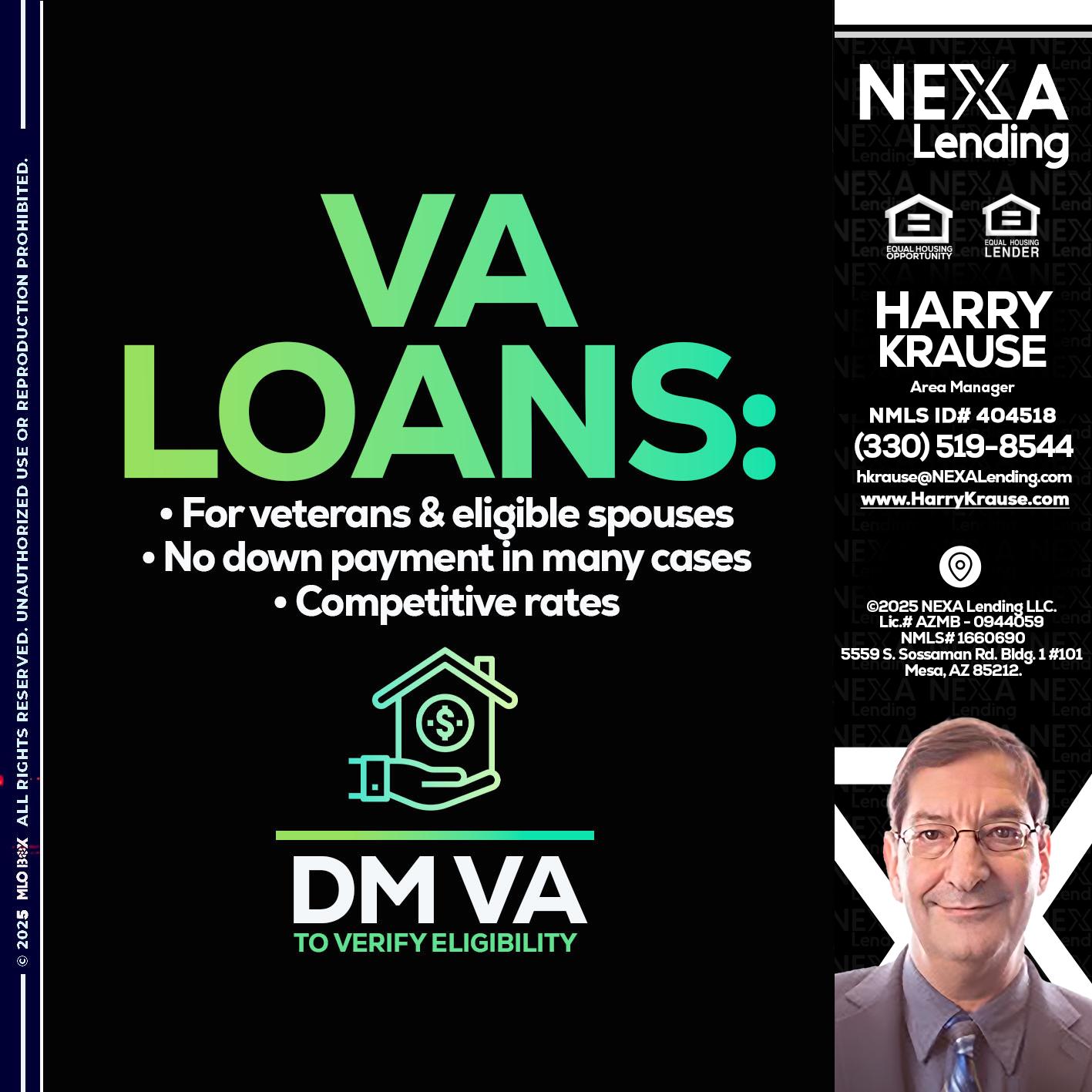 VA LOANS - Harry Krause -Area Manager