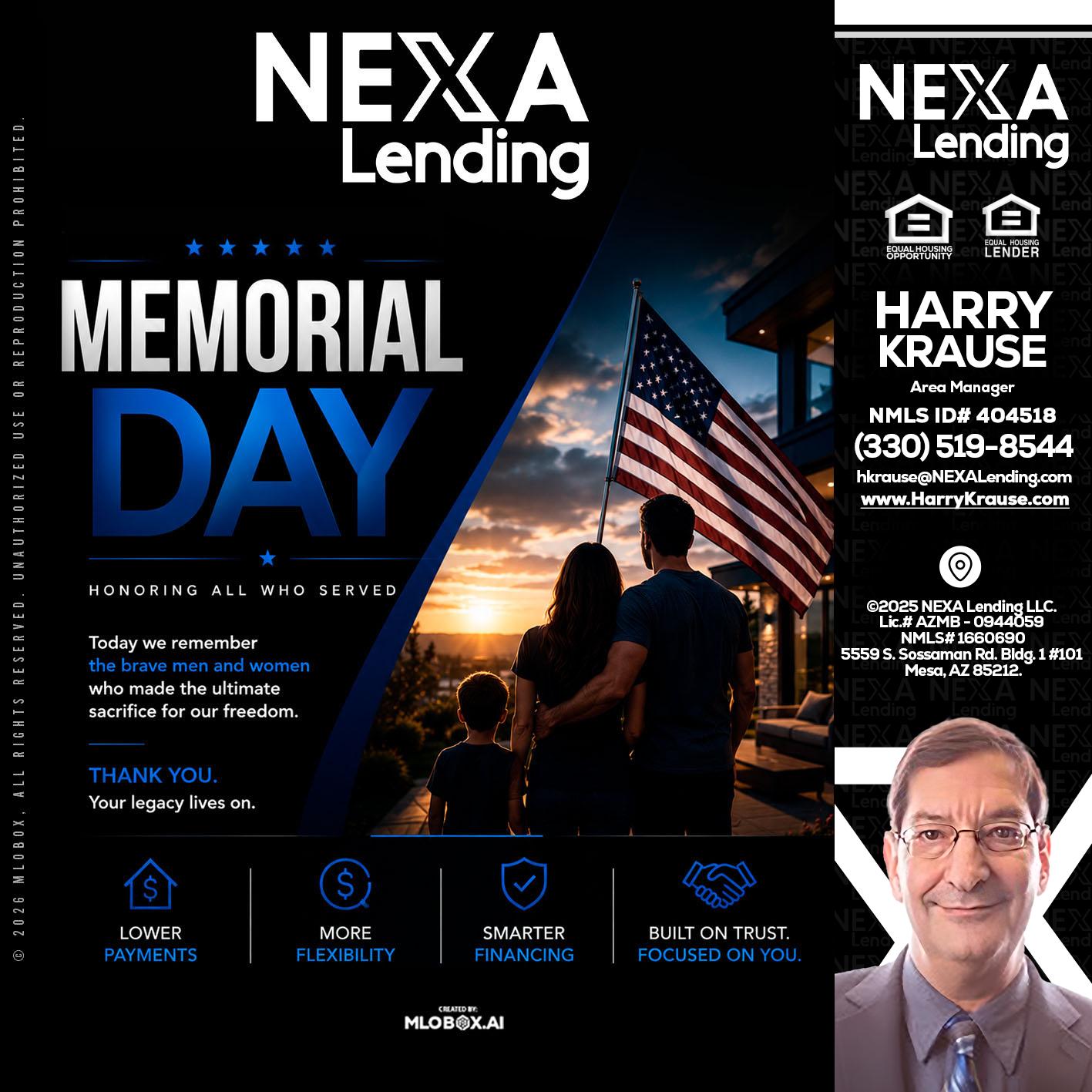 MEMORIAL DAY - Harry Krause -Area Manager