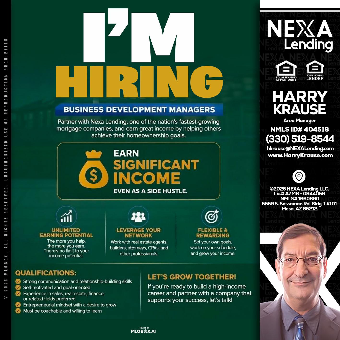 IM HIRING - Harry Krause -Area Manager