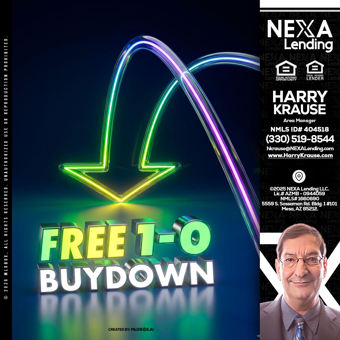 FREE 1-0 BUYDOWN - Harry Krause -Area Manager