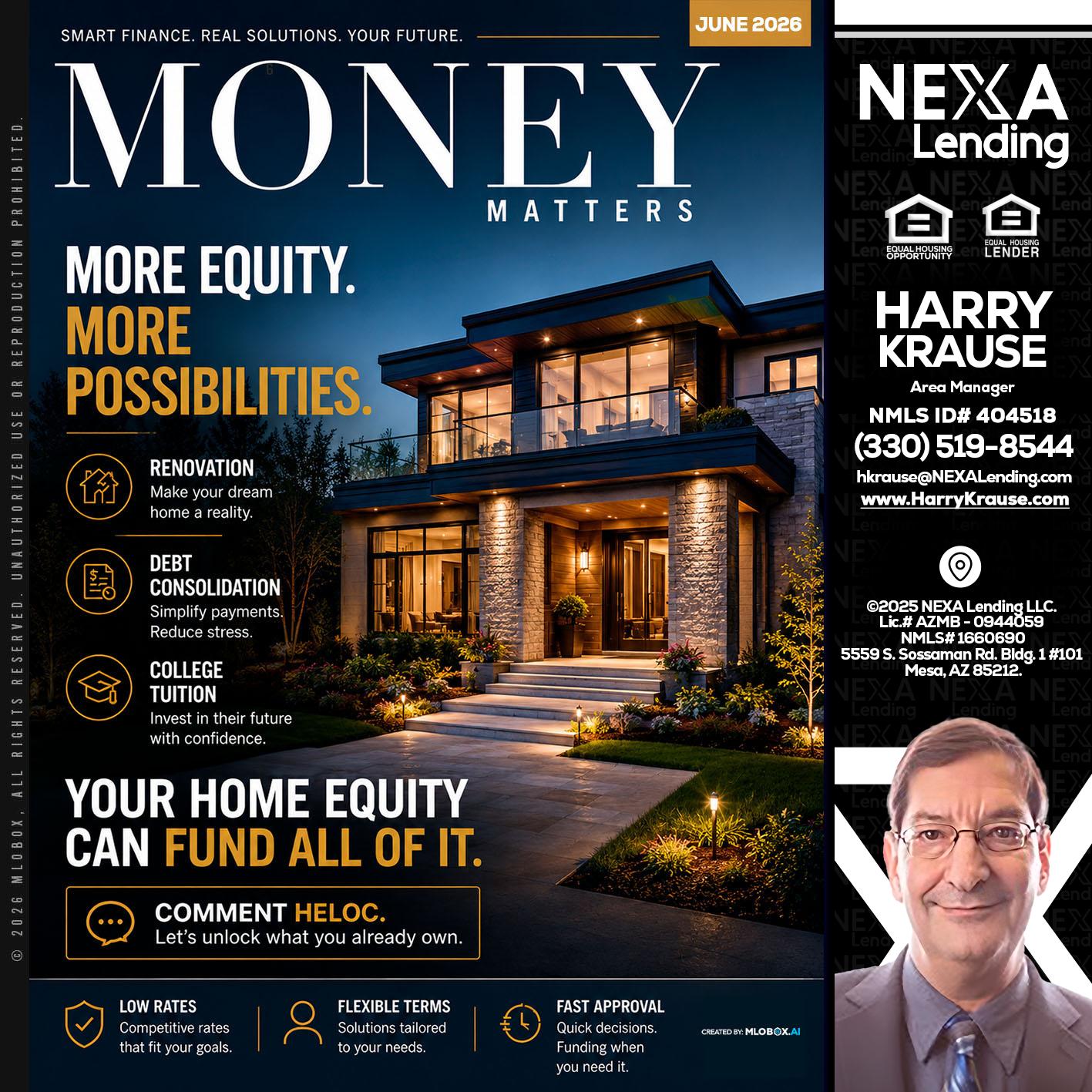 MONEY MATTERS - Harry Krause -Area Manager