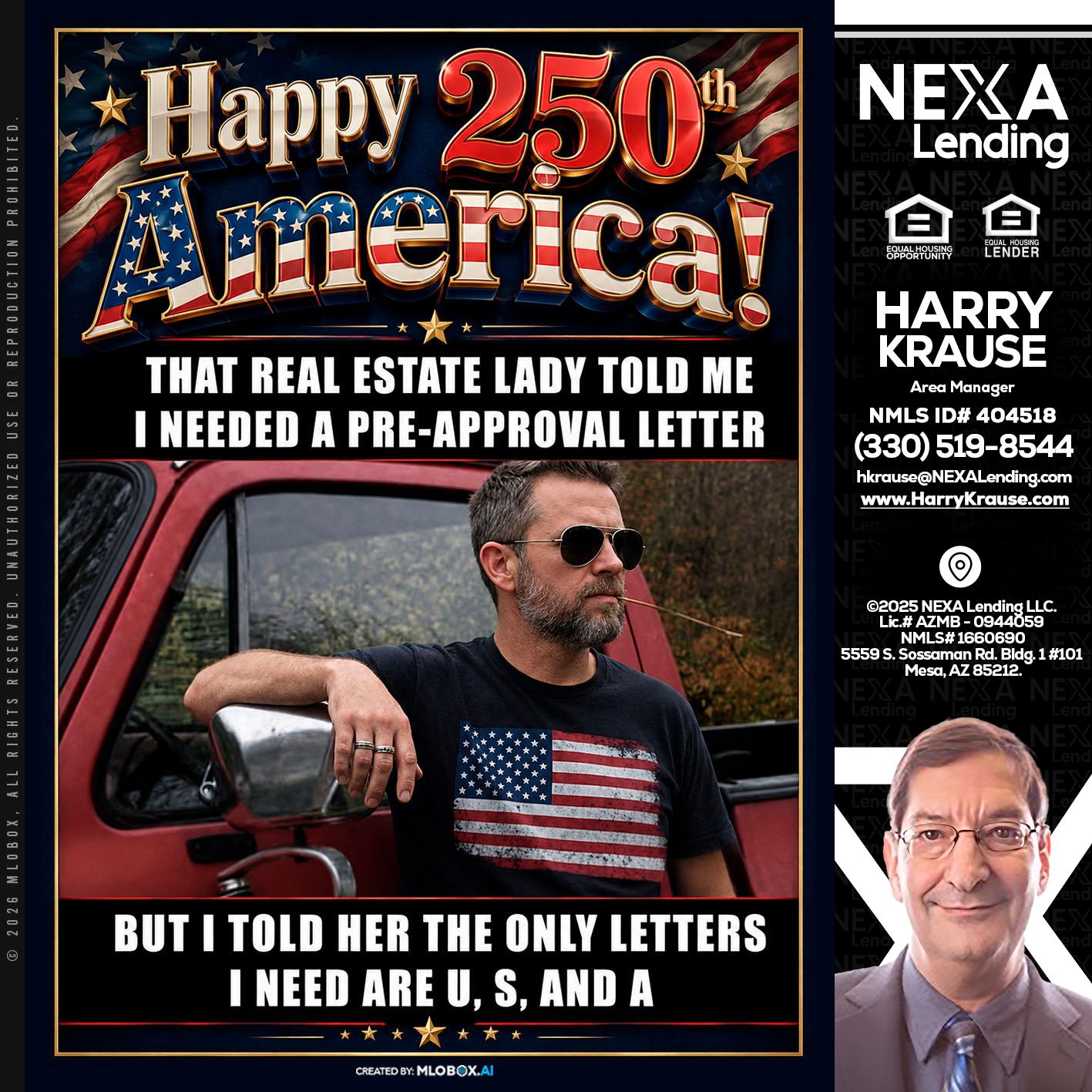 HAPPY 250 TH - Harry Krause -Area Manager
