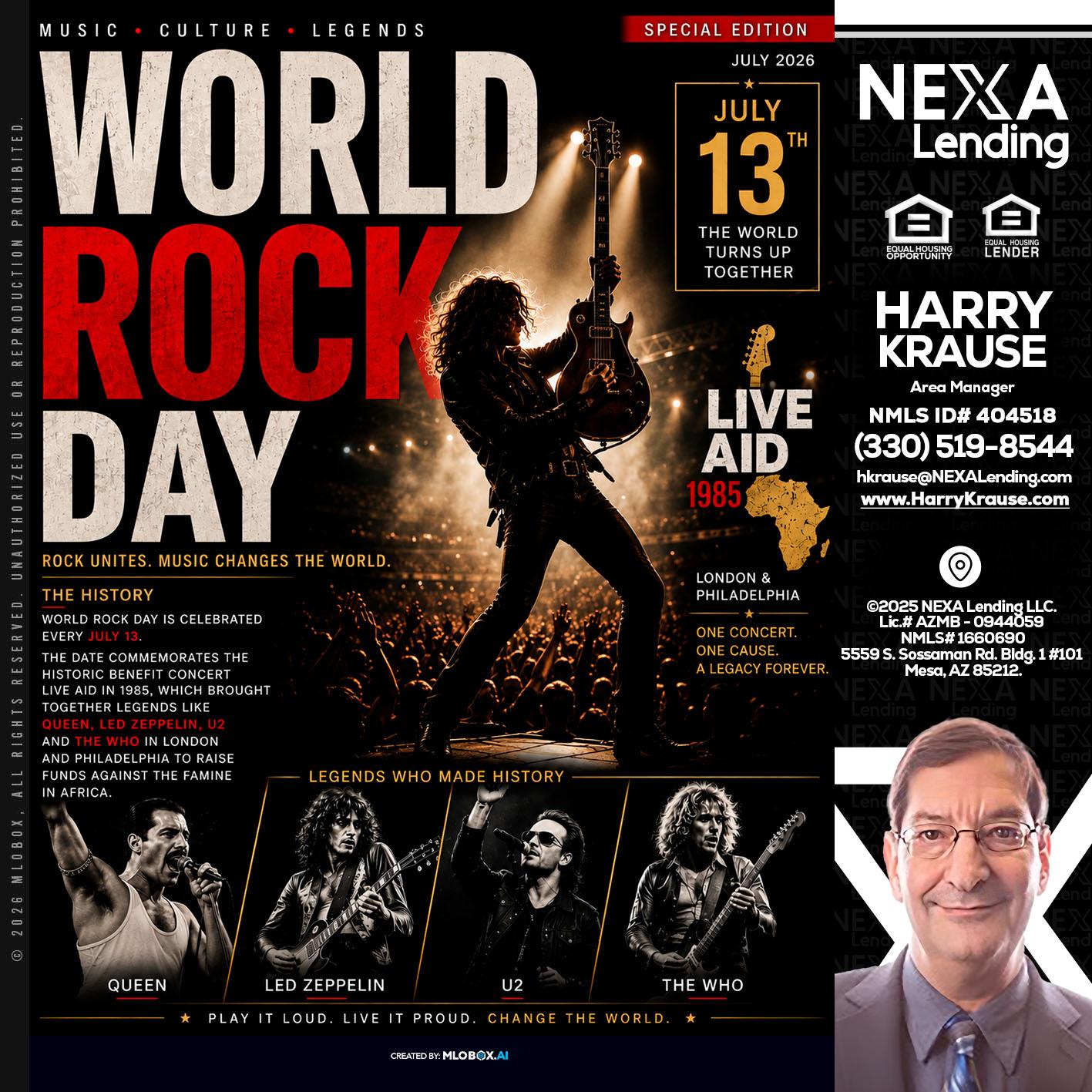 WORLD ROCK MUSIC DAY - Harry Krause -Area Manager