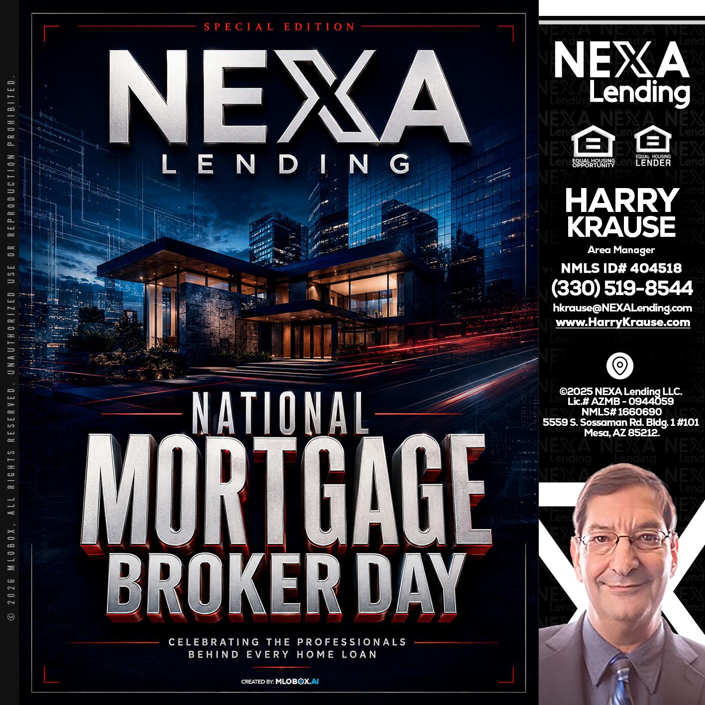 NATIONAL MORTGAGE BROKER DAY - Harry Krause -Area Manager