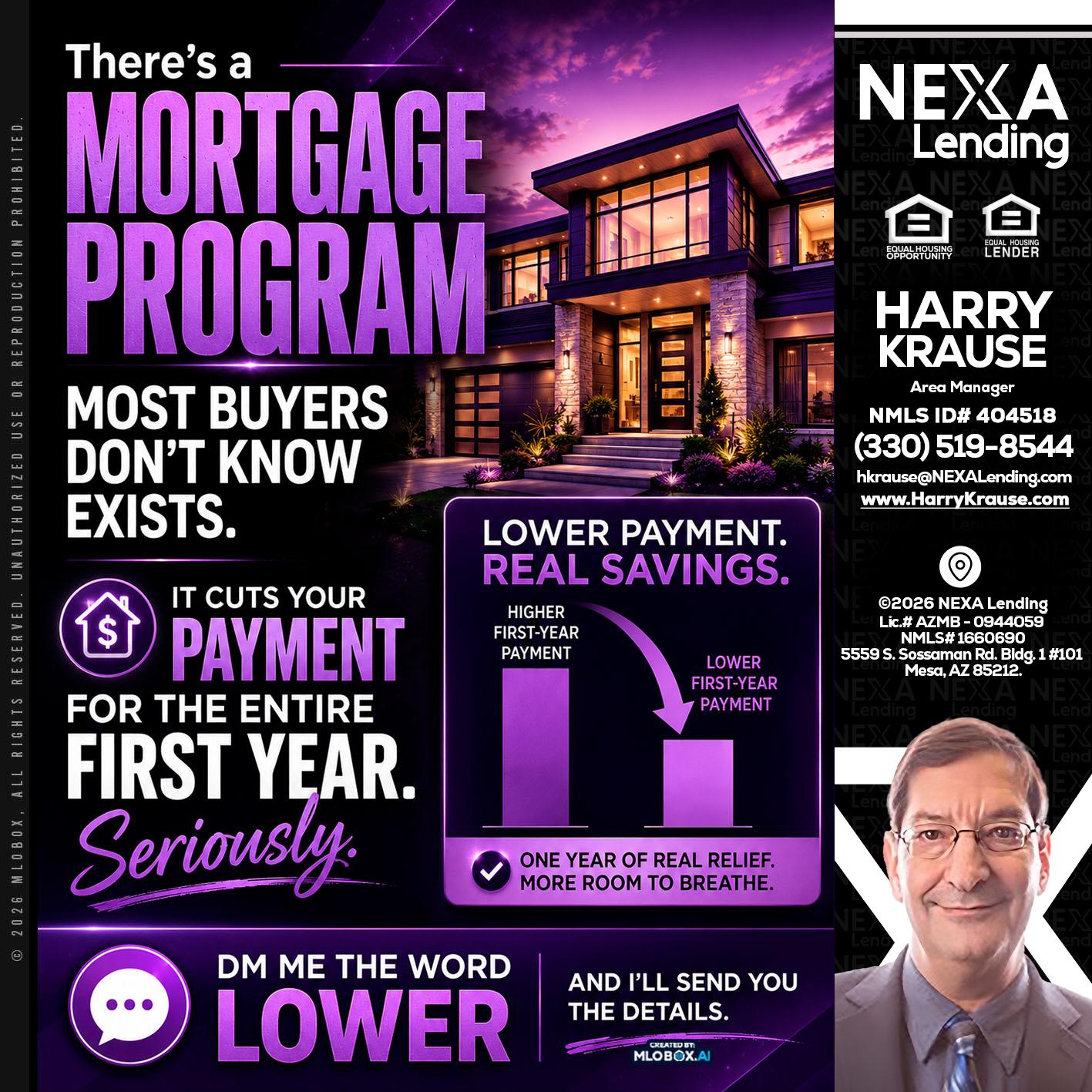 MORTGAGE PROGRAM - Harry Krause -Area Manager