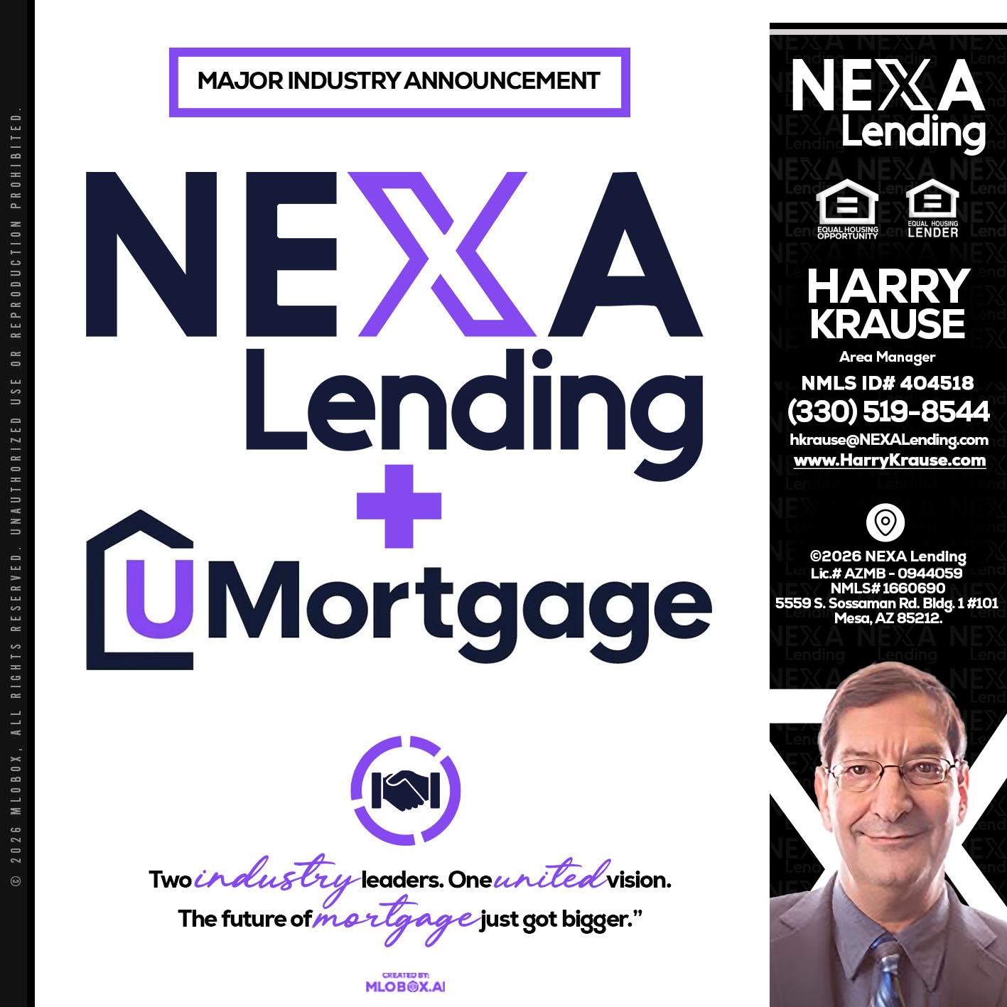 NEXA LENDING U MORTGAGE - Harry Krause -Area Manager