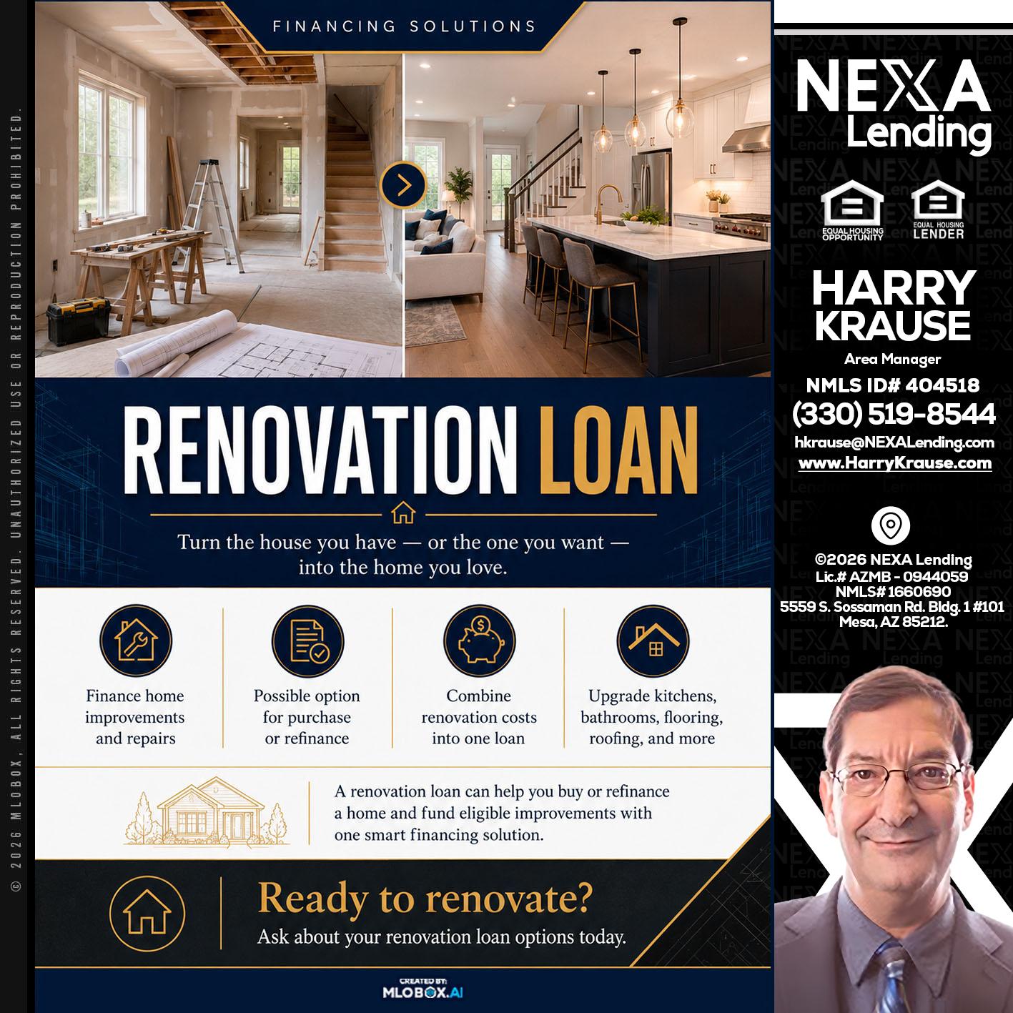 RENOVATION LOAN - Harry Krause -Area Manager